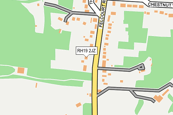 RH19 2JZ map - OS OpenMap – Local (Ordnance Survey)