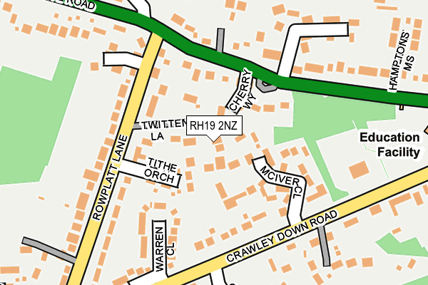 RH19 2NZ map - OS OpenMap – Local (Ordnance Survey)