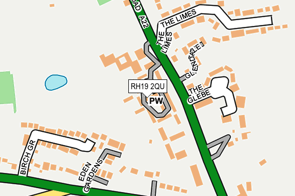 RH19 2QU map - OS OpenMap – Local (Ordnance Survey)