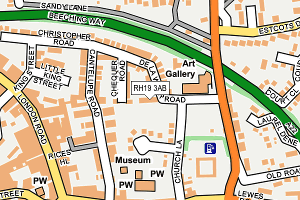 RH19 3AB map - OS OpenMap – Local (Ordnance Survey)
