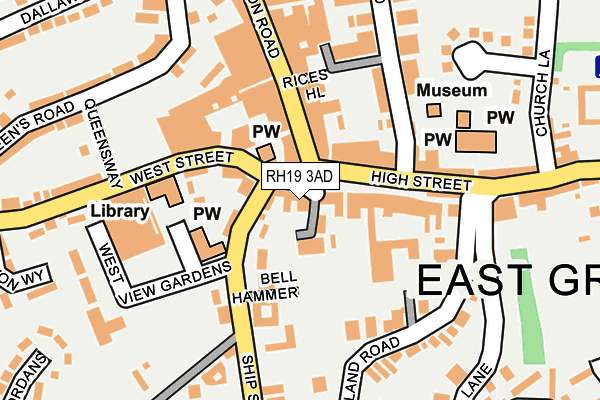 RH19 3AD map - OS OpenMap – Local (Ordnance Survey)