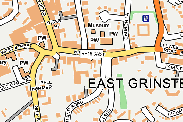 RH19 3AS map - OS OpenMap – Local (Ordnance Survey)