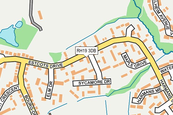 RH19 3DB map - OS OpenMap – Local (Ordnance Survey)