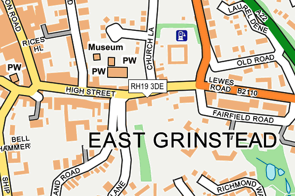 RH19 3DE map - OS OpenMap – Local (Ordnance Survey)