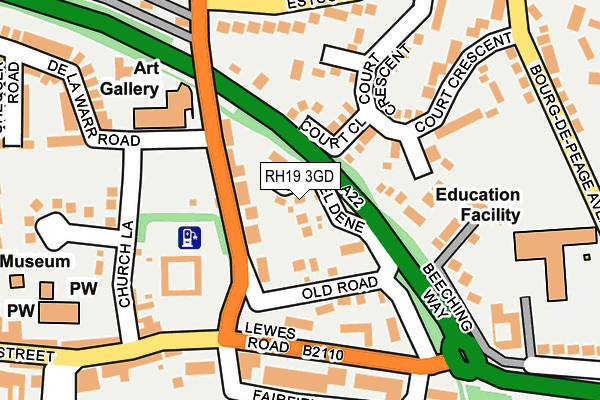 RH19 3GD map - OS OpenMap – Local (Ordnance Survey)