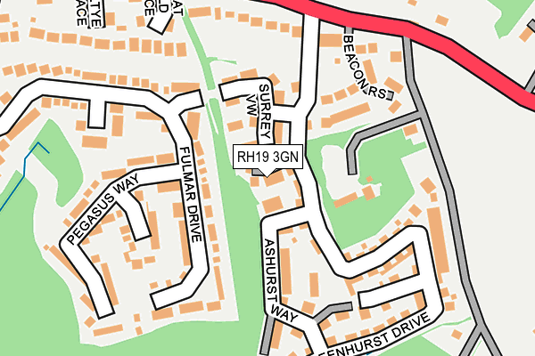 RH19 3GN map - OS OpenMap – Local (Ordnance Survey)