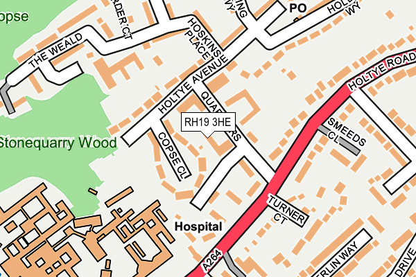 RH19 3HE map - OS OpenMap – Local (Ordnance Survey)