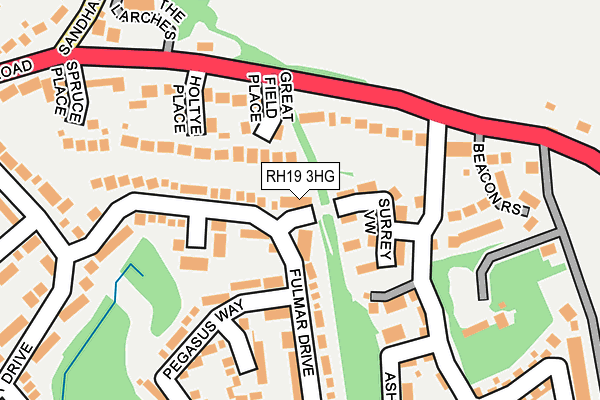 RH19 3HG map - OS OpenMap – Local (Ordnance Survey)