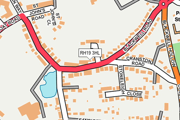 RH19 3HL map - OS OpenMap – Local (Ordnance Survey)
