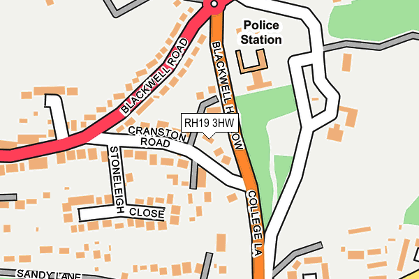 RH19 3HW map - OS OpenMap – Local (Ordnance Survey)