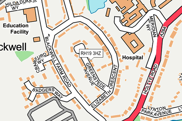 RH19 3HZ map - OS OpenMap – Local (Ordnance Survey)