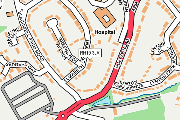 RH19 3JA map - OS OpenMap – Local (Ordnance Survey)