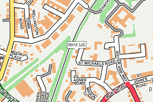 RH19 3JS map - OS OpenMap – Local (Ordnance Survey)