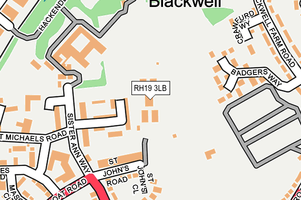 RH19 3LB map - OS OpenMap – Local (Ordnance Survey)