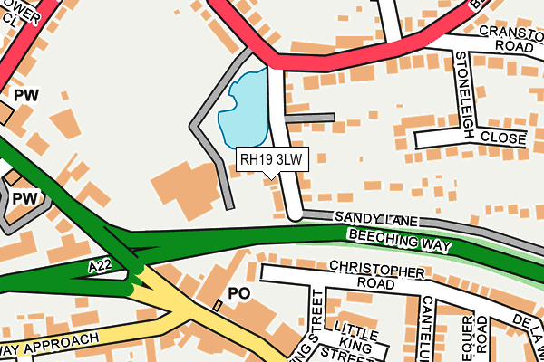 RH19 3LW map - OS OpenMap – Local (Ordnance Survey)