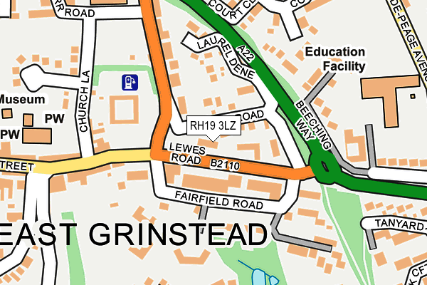 RH19 3LZ map - OS OpenMap – Local (Ordnance Survey)