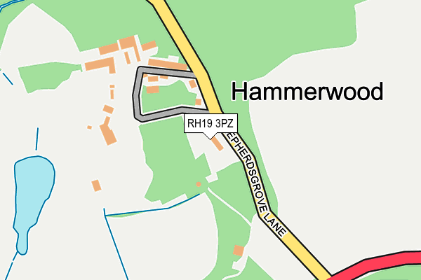 RH19 3PZ map - OS OpenMap – Local (Ordnance Survey)