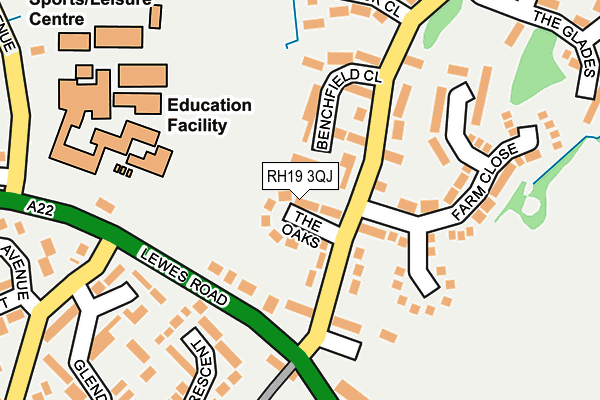 RH19 3QJ map - OS OpenMap – Local (Ordnance Survey)