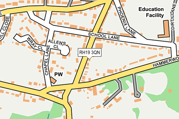 RH19 3QN map - OS OpenMap – Local (Ordnance Survey)