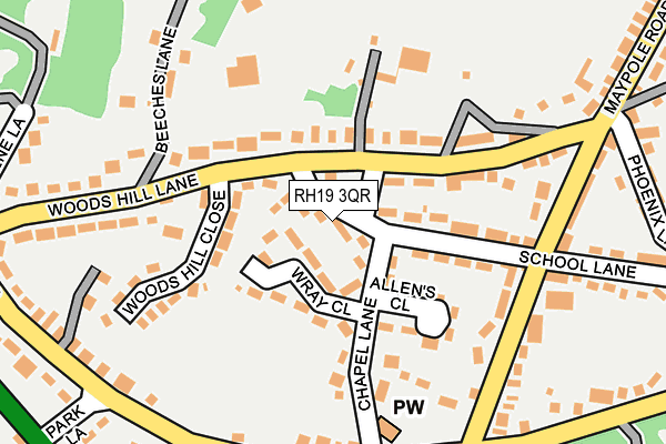 RH19 3QR map - OS OpenMap – Local (Ordnance Survey)