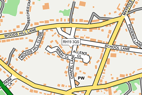 RH19 3QS map - OS OpenMap – Local (Ordnance Survey)