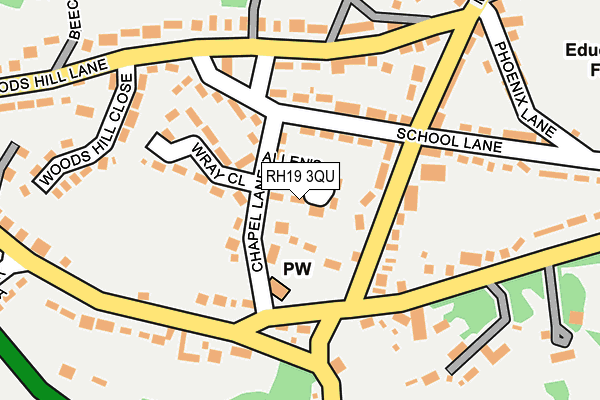RH19 3QU map - OS OpenMap – Local (Ordnance Survey)