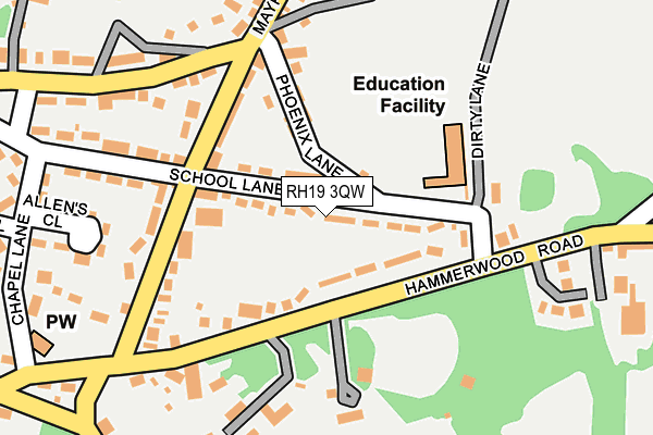 RH19 3QW map - OS OpenMap – Local (Ordnance Survey)