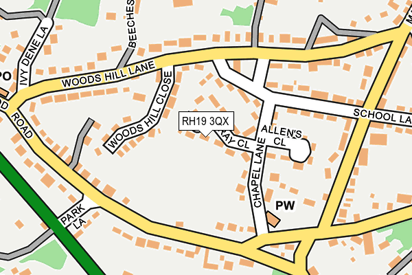 RH19 3QX map - OS OpenMap – Local (Ordnance Survey)