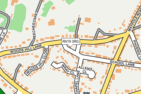 RH19 3RG map - OS OpenMap – Local (Ordnance Survey)