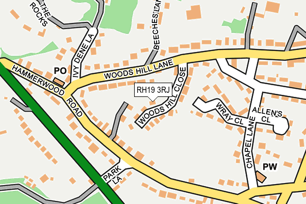 RH19 3RJ map - OS OpenMap – Local (Ordnance Survey)