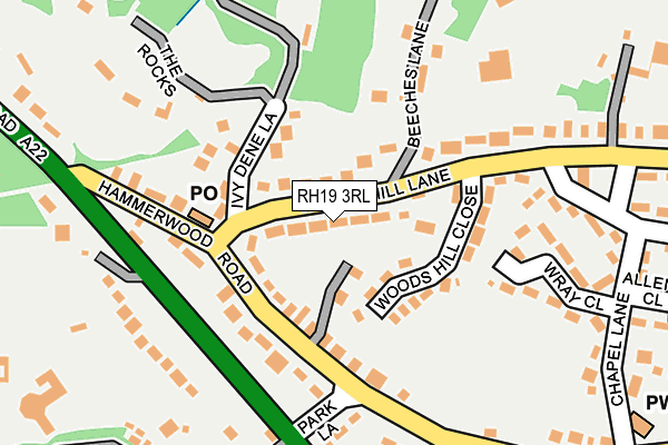 RH19 3RL map - OS OpenMap – Local (Ordnance Survey)