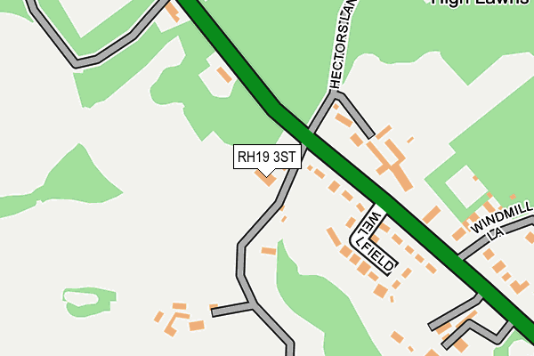 RH19 3ST map - OS OpenMap – Local (Ordnance Survey)