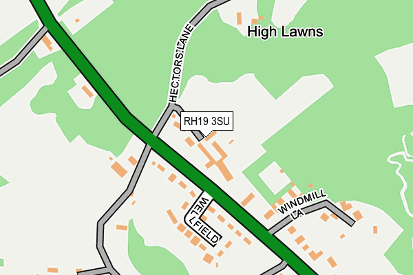 RH19 3SU map - OS OpenMap – Local (Ordnance Survey)