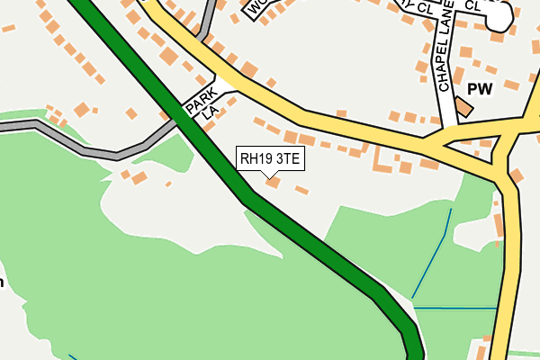 RH19 3TE map - OS OpenMap – Local (Ordnance Survey)