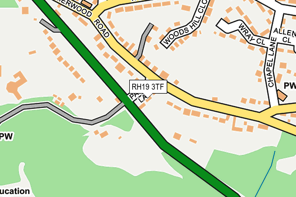 RH19 3TF map - OS OpenMap – Local (Ordnance Survey)