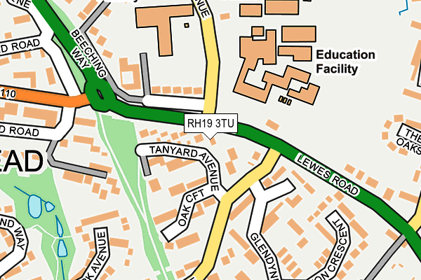 RH19 3TU map - OS OpenMap – Local (Ordnance Survey)