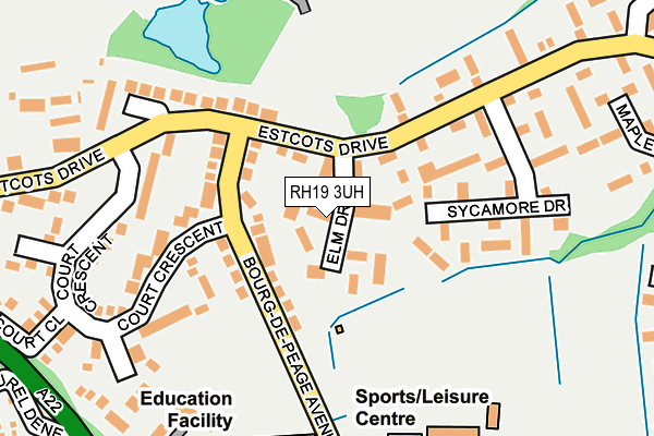 RH19 3UH map - OS OpenMap – Local (Ordnance Survey)