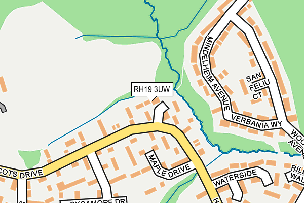 RH19 3UW map - OS OpenMap – Local (Ordnance Survey)
