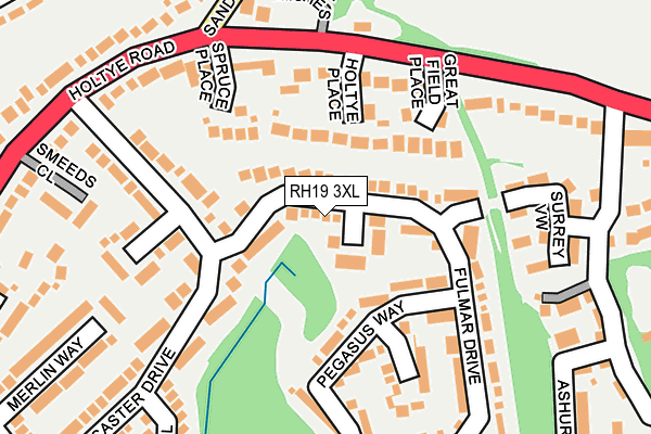 RH19 3XL map - OS OpenMap – Local (Ordnance Survey)