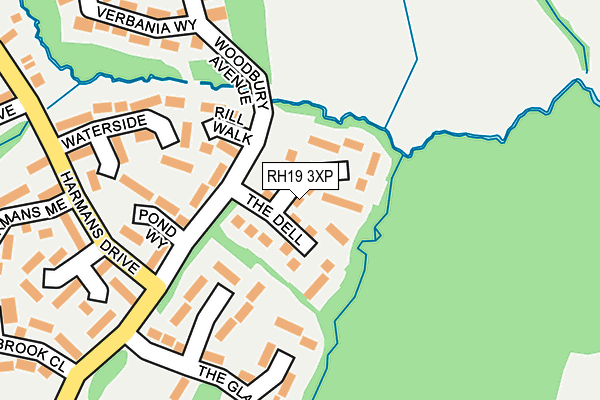 RH19 3XP map - OS OpenMap – Local (Ordnance Survey)