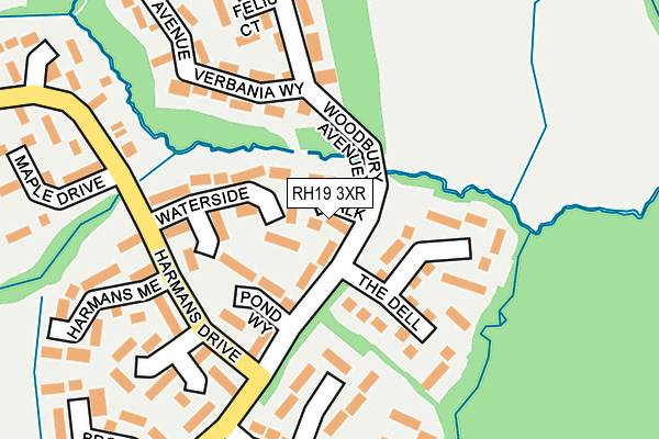 RH19 3XR map - OS OpenMap – Local (Ordnance Survey)