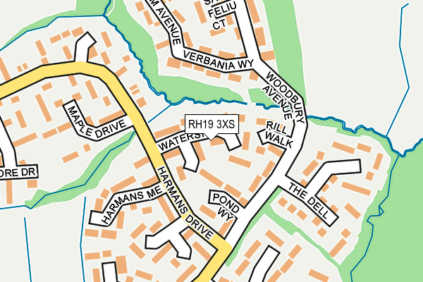 RH19 3XS map - OS OpenMap – Local (Ordnance Survey)