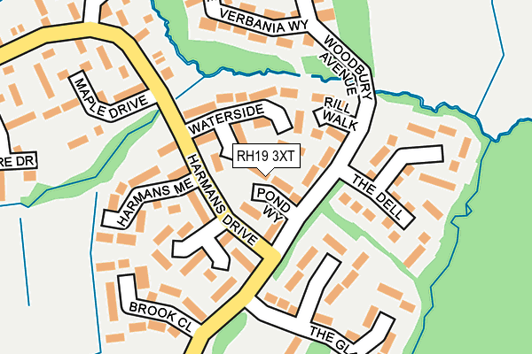 RH19 3XT map - OS OpenMap – Local (Ordnance Survey)