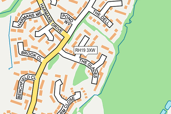 RH19 3XW map - OS OpenMap – Local (Ordnance Survey)