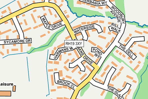 RH19 3XY map - OS OpenMap – Local (Ordnance Survey)