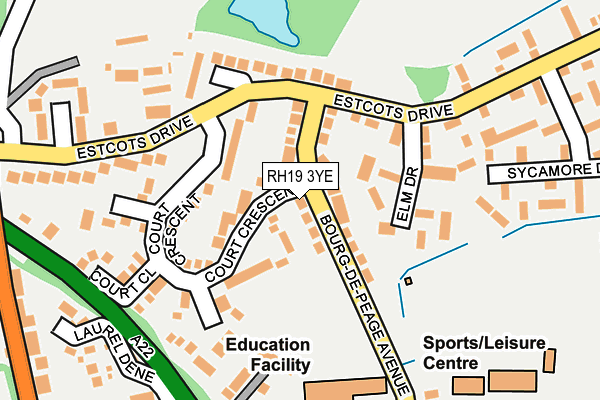 RH19 3YE map - OS OpenMap – Local (Ordnance Survey)