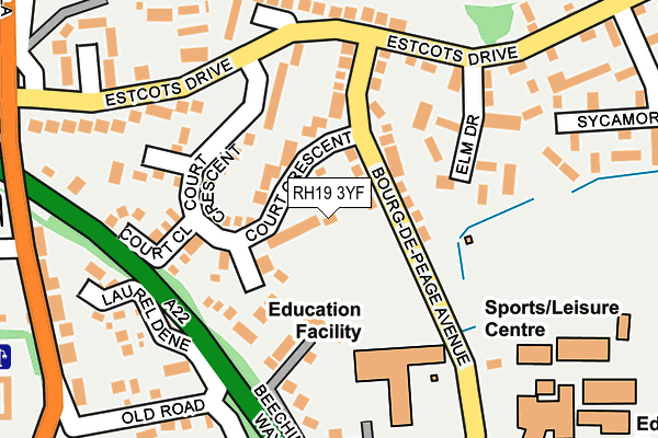 RH19 3YF map - OS OpenMap – Local (Ordnance Survey)