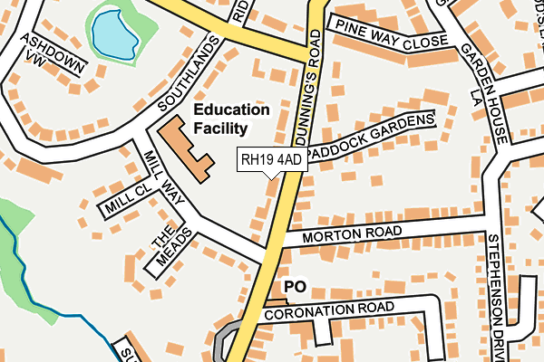 RH19 4AD map - OS OpenMap – Local (Ordnance Survey)