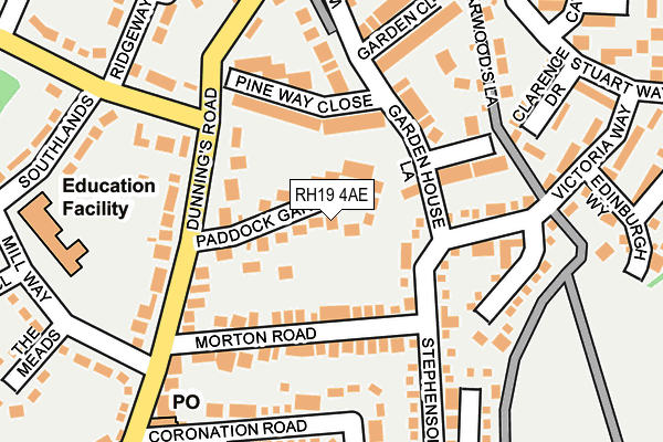 RH19 4AE map - OS OpenMap – Local (Ordnance Survey)