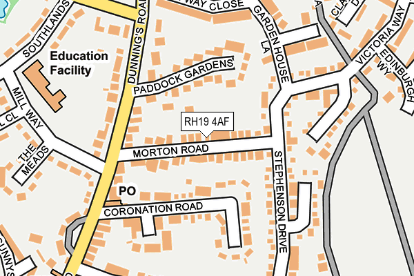 RH19 4AF map - OS OpenMap – Local (Ordnance Survey)